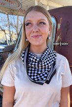 Load image into Gallery viewer, SMALL Black Checkered Out Wild Rag/ Scarf
