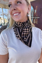Load image into Gallery viewer, SMALL Tan Checkered Out Wild Rag/ Scarf